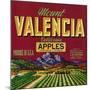 Mount Valencia Apple Label - Watsonville, CA-Lantern Press-Mounted Art Print