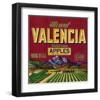 Mount Valencia Apple Label - Watsonville, CA-Lantern Press-Framed Art Print