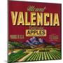 Mount Valencia Apple Label - Watsonville, CA-Lantern Press-Mounted Art Print