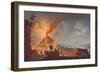 Mount Vesuvius Erupting by Night, Seen from the Atrio Del Cavallo with Spectators in the…-Pierre Jacques Volaire-Framed Giclee Print