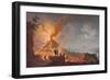 Mount Vesuvius Erupting by Night, Seen from the Atrio Del Cavallo with Spectators in the…-Pierre Jacques Volaire-Framed Giclee Print