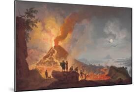 Mount Vesuvius Erupting by Night, Seen from the Atrio Del Cavallo with Spectators in the…-Pierre Jacques Volaire-Mounted Giclee Print