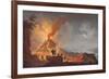 Mount Vesuvius Erupting by Night, Seen from the Atrio Del Cavallo with Spectators in the…-Pierre Jacques Volaire-Framed Giclee Print