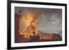 Mount Vesuvius Erupting by Night, Seen from the Atrio Del Cavallo with Spectators in the…-Pierre Jacques Volaire-Framed Giclee Print