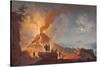 Mount Vesuvius Erupting by Night, Seen from the Atrio Del Cavallo with Spectators in the…-Pierre Jacques Volaire-Stretched Canvas