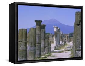 Mount Vesuvius Seen from the Ruins of Pompeii, Campania, Italy-Anthony Waltham-Framed Stretched Canvas