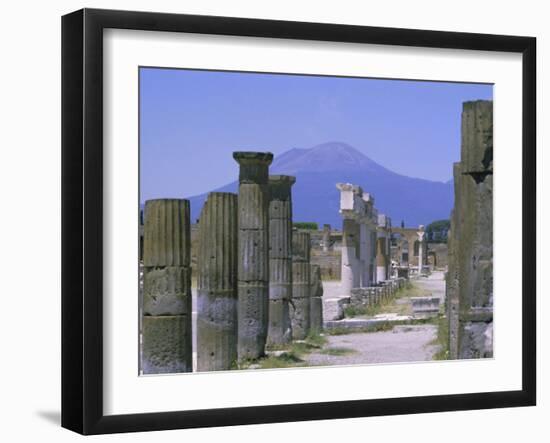 Mount Vesuvius Seen from the Ruins of Pompeii, Campania, Italy-Anthony Waltham-Framed Photographic Print