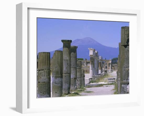 Mount Vesuvius Seen from the Ruins of Pompeii, Campania, Italy-Anthony Waltham-Framed Photographic Print