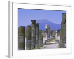 Mount Vesuvius Seen from the Ruins of Pompeii, Campania, Italy-Anthony Waltham-Framed Photographic Print