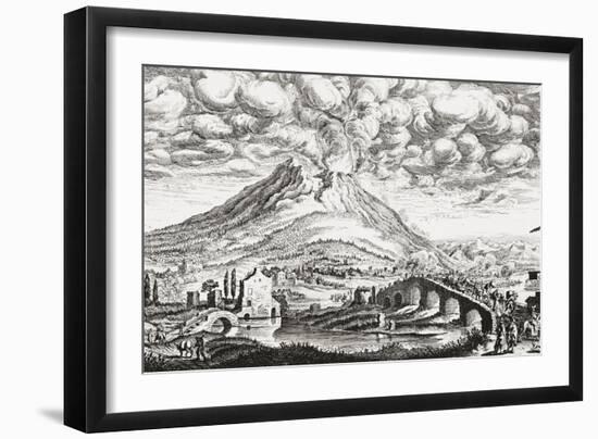 Mount Vesuvius volcano erupts, December 16, 1631-Joachim von Sandrart-Framed Giclee Print