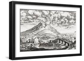 Mount Vesuvius volcano erupts, December 16, 1631-Joachim von Sandrart-Framed Giclee Print