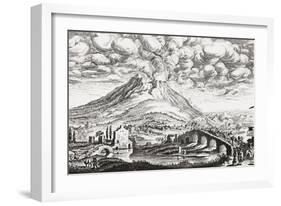 Mount Vesuvius volcano erupts, December 16, 1631-Joachim von Sandrart-Framed Giclee Print