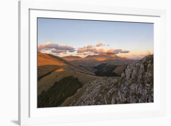 Mount Vettore at sunset, Sibillini Park, Umbria, Italy, Europe-Lorenzo Mattei-Framed Photographic Print