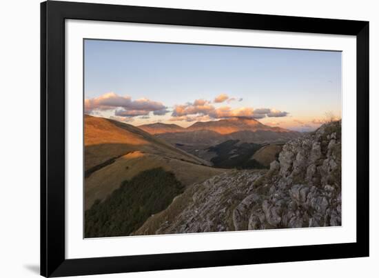 Mount Vettore at sunset, Sibillini Park, Umbria, Italy, Europe-Lorenzo Mattei-Framed Photographic Print