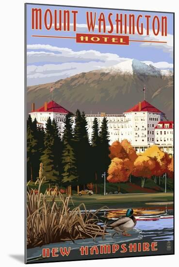 Mount Washington Hotel in Fall - Bretton Woods, New Hampshire-Lantern Press-Mounted Art Print
