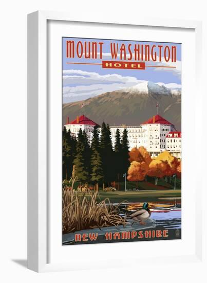 Mount Washington Hotel in Fall - Bretton Woods, New Hampshire-Lantern Press-Framed Art Print