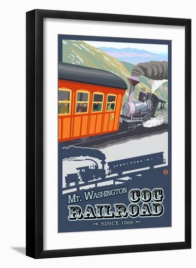 Mount Washington, New Hampshire - Cog Railroad-Lantern Press-Framed Art Print