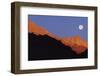 Mount Whitney and full moon, Californian Sierra Nevada, Inyo National Forest, California, USA-Panoramic Images-Framed Photographic Print