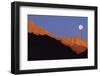 Mount Whitney and full moon, Californian Sierra Nevada, Inyo National Forest, California, USA-Panoramic Images-Framed Photographic Print