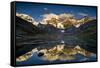 Mount Yerupaja Reflects in Lake Huayhuish, Andes Mountains, Peru-Howie Garber-Framed Stretched Canvas