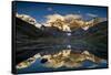Mount Yerupaja Reflects in Lake Huayhuish, Andes Mountains, Peru-Howie Garber-Framed Stretched Canvas