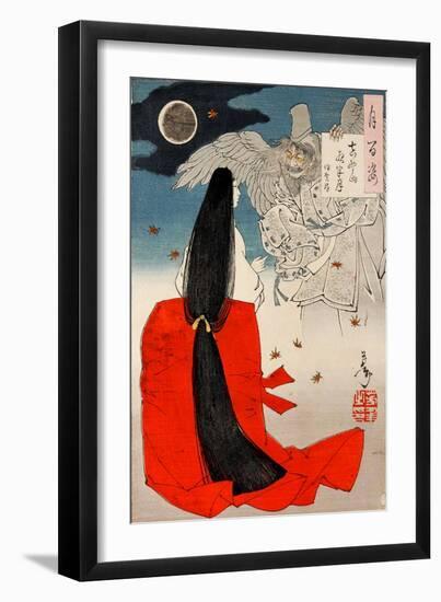 Mount Yoshino Midnight Moon, One Hundred Aspects of the Moon-Yoshitoshi Tsukioka-Framed Giclee Print