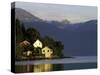 Mountain and Houses Reflecting in Fjord Waters, Norway-Michele Molinari-Stretched Canvas