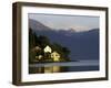 Mountain and Houses Reflecting in Fjord Waters, Norway-Michele Molinari-Framed Premium Photographic Print