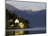 Mountain and Houses Reflecting in Fjord Waters, Norway-Michele Molinari-Mounted Photographic Print
