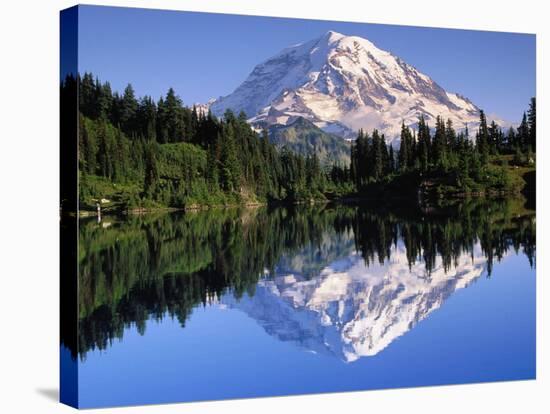 Mountain and Reflection-John Luke-Stretched Canvas