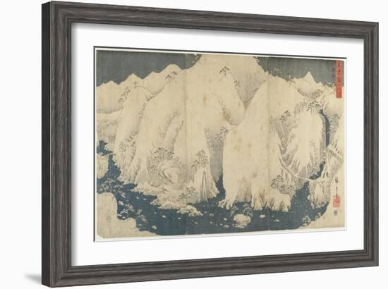 Mountain and River at Kiso Pass, August 1857-Utagawa Hiroshige-Framed Giclee Print