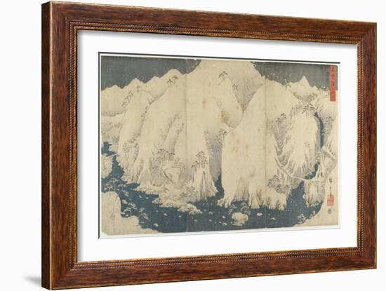 Mountain and River at Kiso Pass, August 1857-Utagawa Hiroshige-Framed Giclee Print