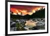 Mountain and River at Sunset-null-Framed Premium Giclee Print