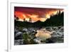 Mountain and River at Sunset-null-Framed Premium Giclee Print