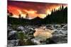 Mountain and River at Sunset-null-Mounted Premium Giclee Print