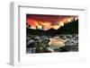 Mountain and River at Sunset-null-Framed Art Print