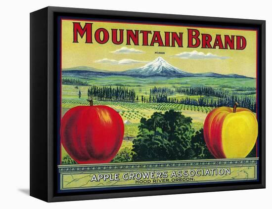 Mountain Apple Crate Label - Hood River, OR-Lantern Press-Framed Stretched Canvas