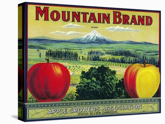 Mountain Apple Crate Label - Hood River, OR-Lantern Press-Stretched Canvas