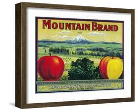 Mountain Apple Crate Label - Hood River, OR-Lantern Press-Framed Art Print
