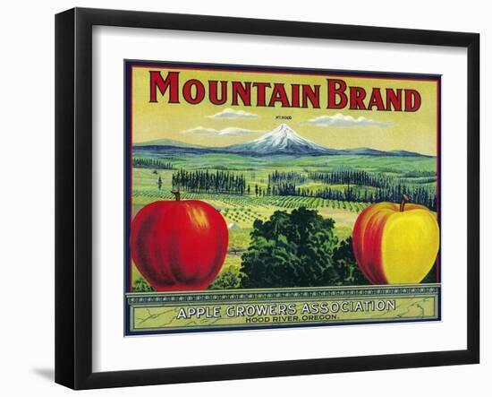 Mountain Apple Crate Label - Hood River, OR-Lantern Press-Framed Art Print