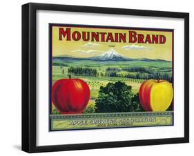 Mountain Apple Crate Label - Hood River, OR-Lantern Press-Framed Art Print