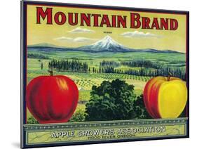 Mountain Apple Crate Label - Hood River, OR-Lantern Press-Mounted Art Print