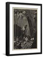 Mountain Battery Climbing a Pass, Hoisting Mules Up a Precipice-null-Framed Premium Giclee Print