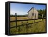 Mountain bike and barn on Birch Hill, New Durham, New Hampshire, USA-Jerry & Marcy Monkman-Framed Stretched Canvas