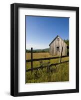 Mountain bike and barn on Birch Hill, New Durham, New Hampshire, USA-Jerry & Marcy Monkman-Framed Photographic Print