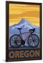 Mountain Bike and Mt. Hood - Oregon-Lantern Press-Framed Premium Giclee Print