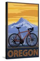 Mountain Bike and Mt. Hood - Oregon-Lantern Press-Stretched Canvas