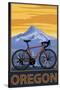 Mountain Bike and Mt. Hood - Oregon-Lantern Press-Stretched Canvas