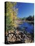 Mountain Bike at Beaver Pond in Pawtuckaway State Park, New Hampshire, USA-Jerry & Marcy Monkman-Stretched Canvas