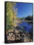 Mountain Bike at Beaver Pond in Pawtuckaway State Park, New Hampshire, USA-Jerry & Marcy Monkman-Framed Stretched Canvas